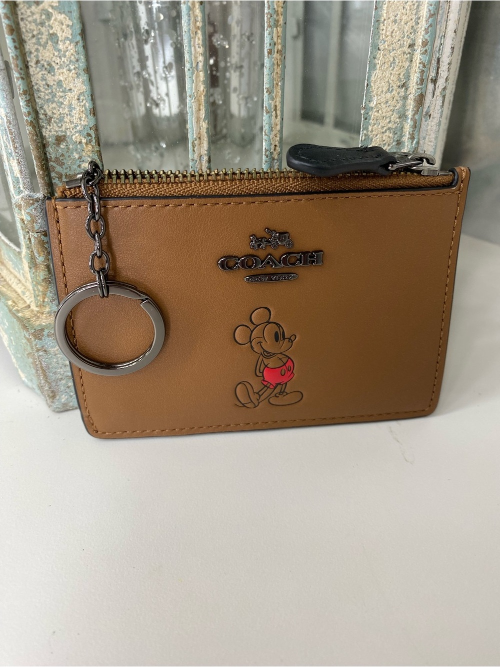 Coach x Disney Brown Mickey Zip Card Case - Picture 5 of 8